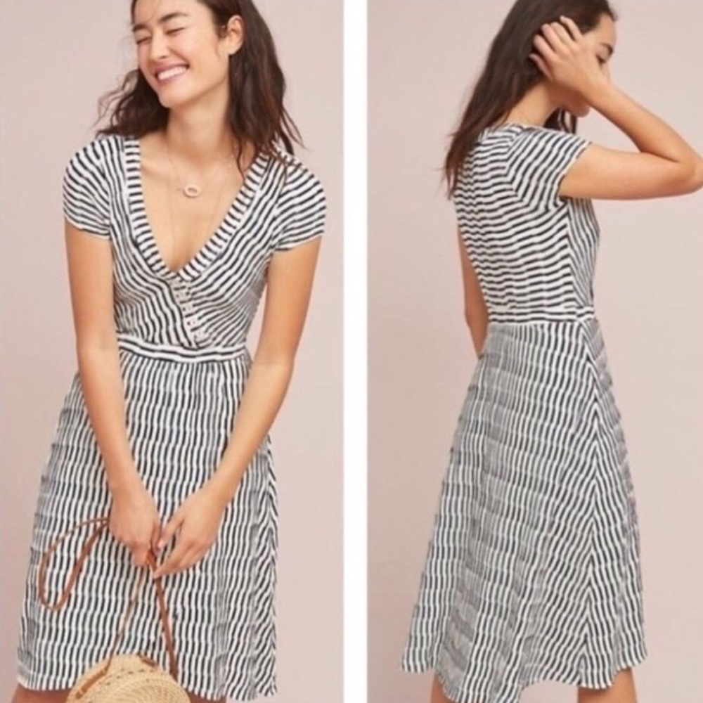 Anthropologie Maeve Black & White Women’s Paladino Flattering Dress Size XS NEW